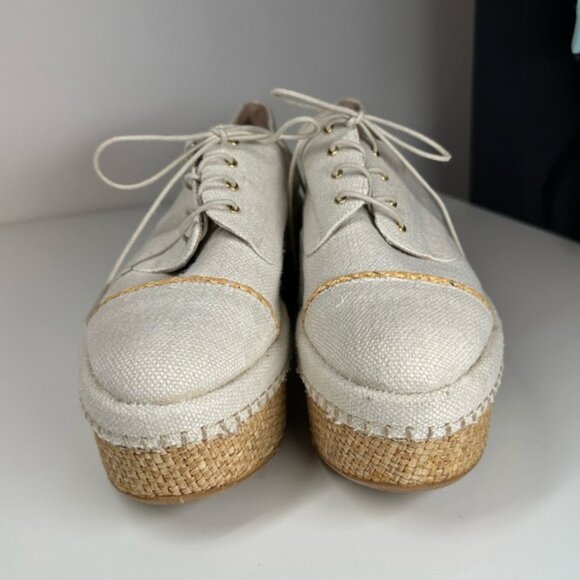 Stuart Weitzman Mantra Platform in Ivory Linen Size 7 - Picture 6 of 11